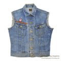 ~1970's Lee 101-J " DEATH BEFORE REENLISTMENT" CUT-OFF DENIM VEST... 40 LONG