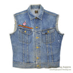 ~1970's Lee 101-J " DEATH BEFORE REENLISTMENT" CUT-OFF DENIM VEST... 40 LONG