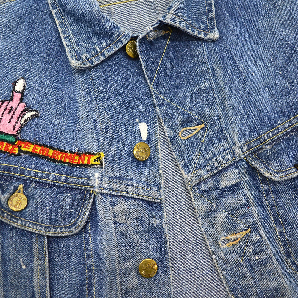 ~1970's Lee 101-J " DEATH BEFORE REENLISTMENT" CUT-OFF DENIM VEST... 40 LONG
