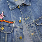 ~1970's Lee 101-J " DEATH BEFORE REENLISTMENT" CUT-OFF DENIM VEST... 40 LONG