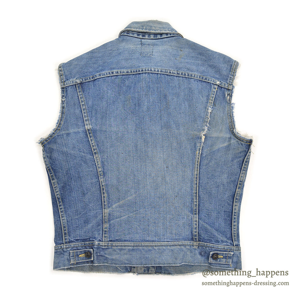 ~1970's Lee 101-J " DEATH BEFORE REENLISTMENT" CUT-OFF DENIM VEST... 40 LONG