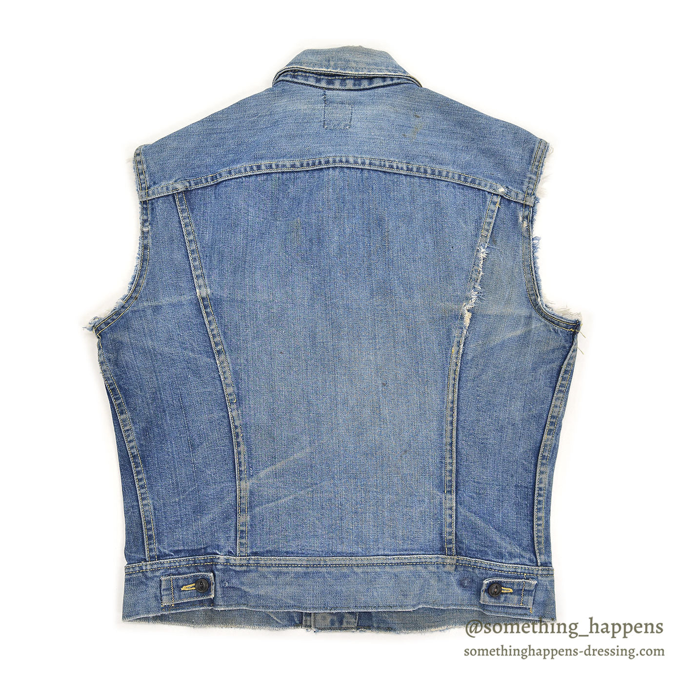 ~1970's Lee 101-J " DEATH BEFORE REENLISTMENT" CUT-OFF DENIM VEST... 40 LONG