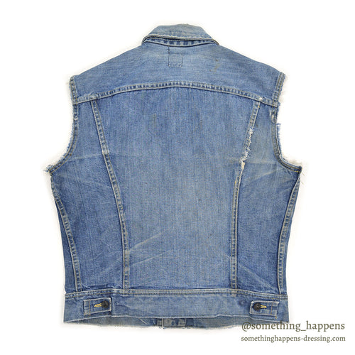 ~1970s Lee 101-J "DEATH BEFORE REENLISTMENT" CUT-OFF DENIM VEST... 40 LONG