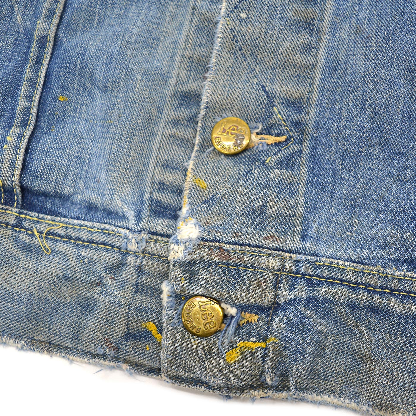 ~1970's Lee 101-J " DEATH BEFORE REENLISTMENT" CUT-OFF DENIM VEST... 40 LONG