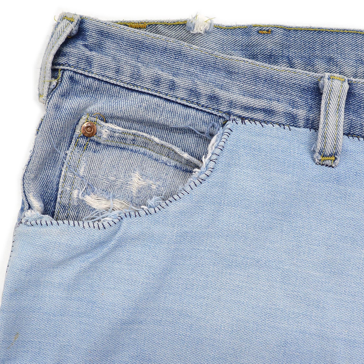 1980s Lee RIDERS HAND MADE PATCHWORK DENIM JEANS ... W38/L27