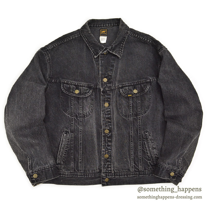 1980's~ Lee 220-5019 BLACK DENIM JACKET...XL