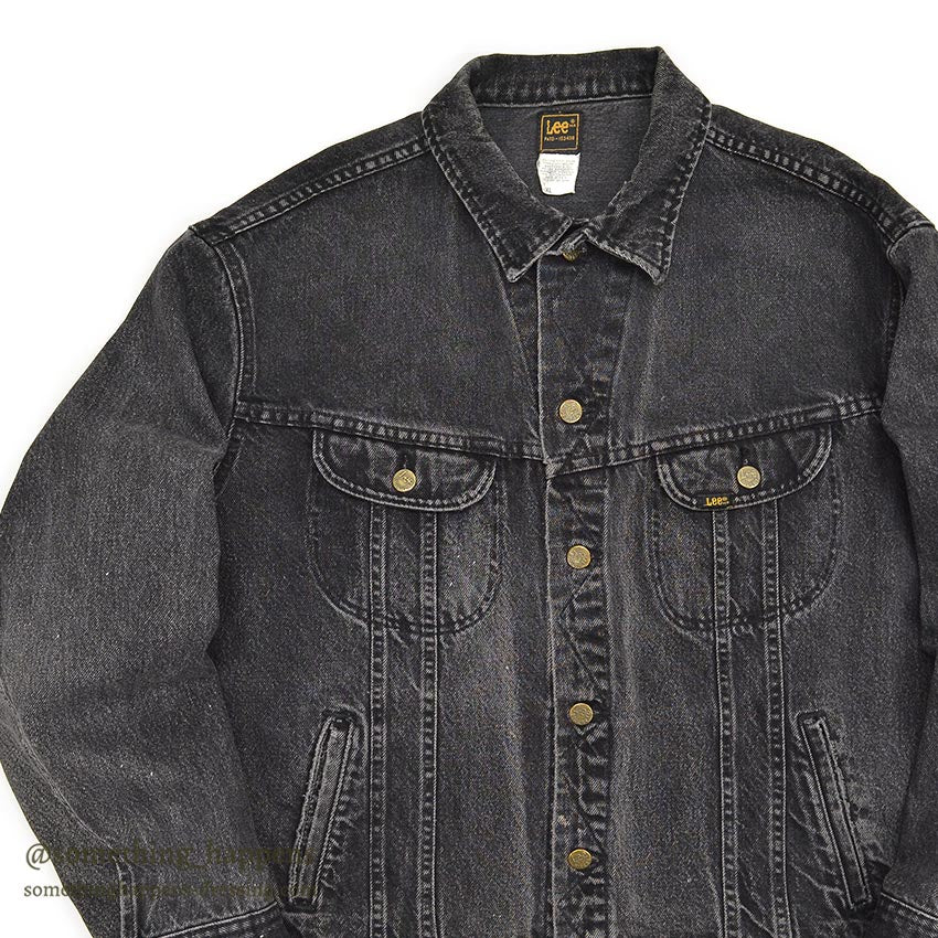 1980's~ Lee 220-5019 BLACK DENIM JACKET...XL