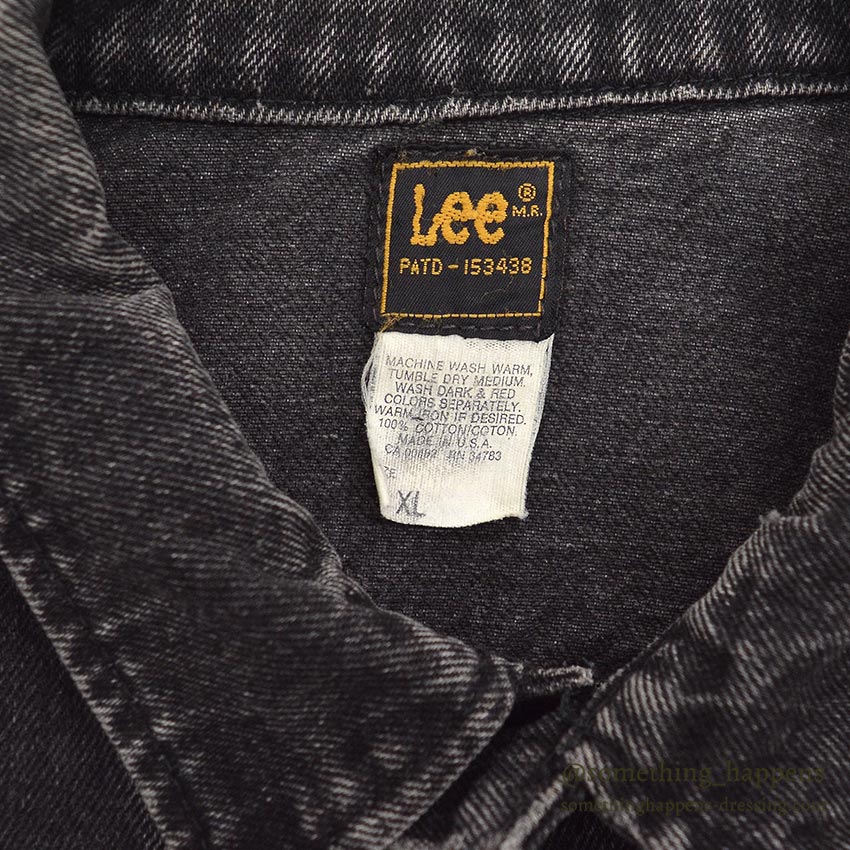 1980's~ Lee 220-5019 BLACK DENIM JACKET ... XL
