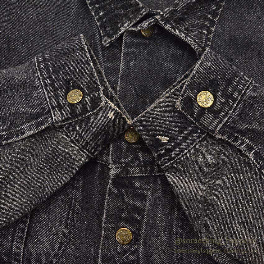 1980's~ Lee 220-5019 BLACK DENIM JACKET...XL