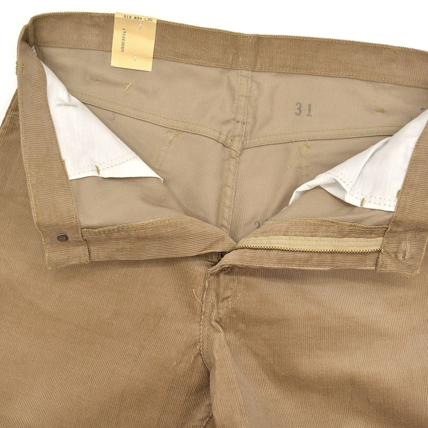 1980's DEADSTOCK Levi's 519-1523 CORDUROY PANTS / TAN ... W34/L30