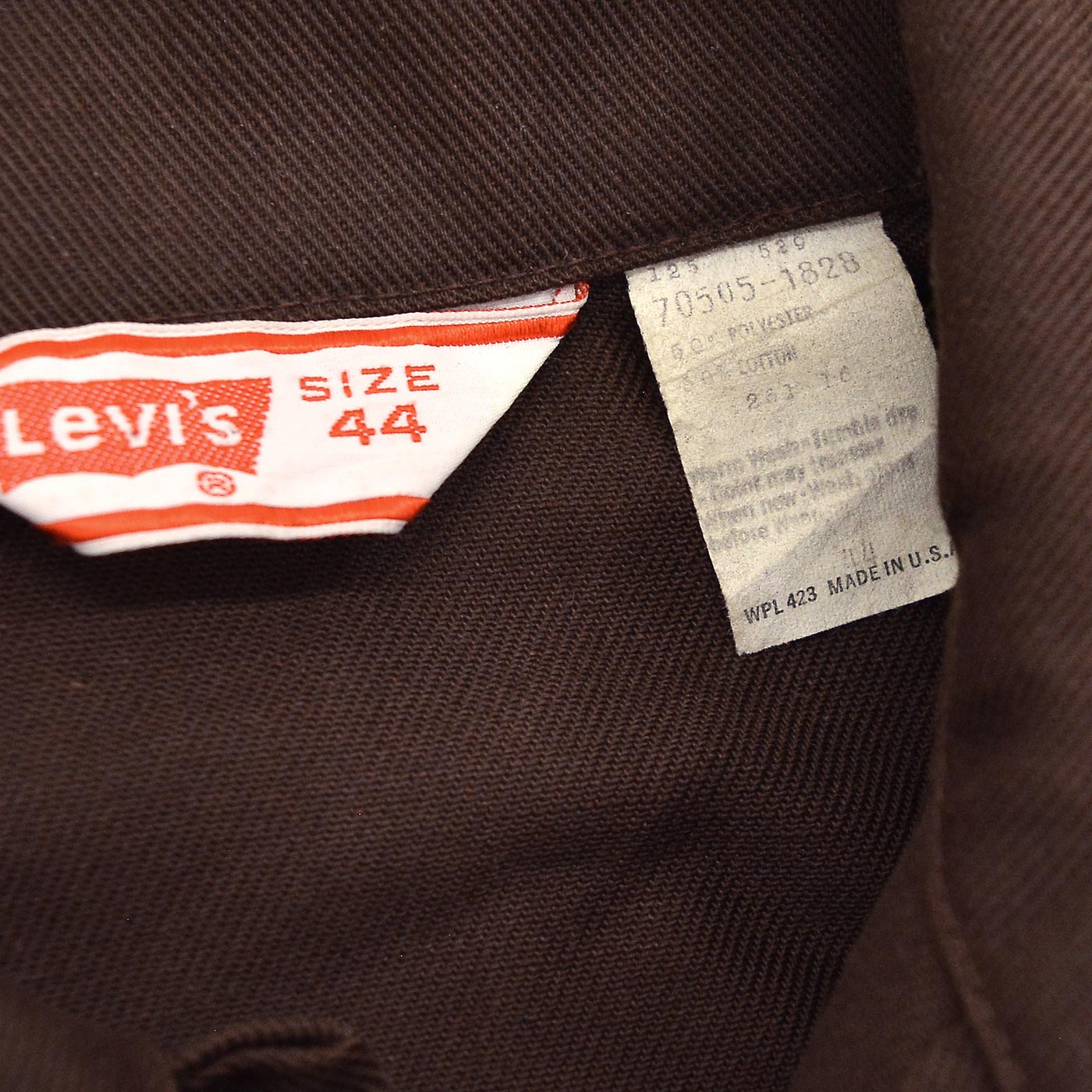 1970's LEVI'S 70505-1828 BIGE BROWN TWILL JACKET / SUN FADE ... 44