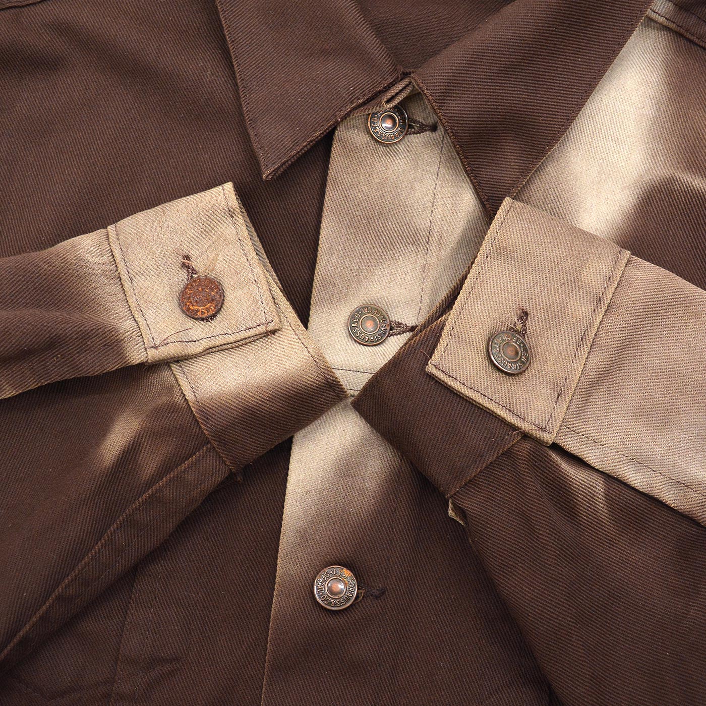 1970's LEVI'S 70505-1828 BIGE BROWN TWILL JACKET / SUN FADE ... 44