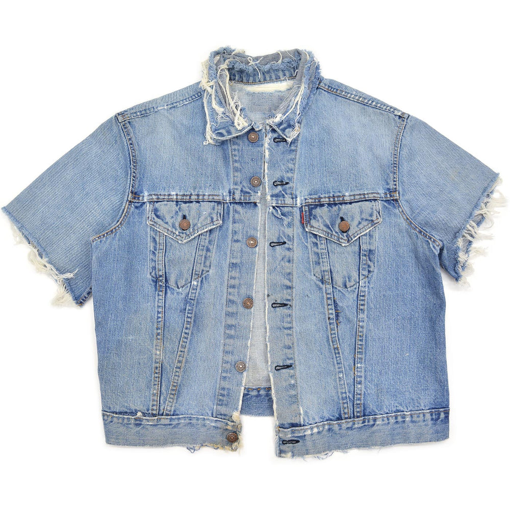 1960's~ LEVI'S 70505-0217 BIGE THRASHED DENIM JACKET / CUT-OFF ...