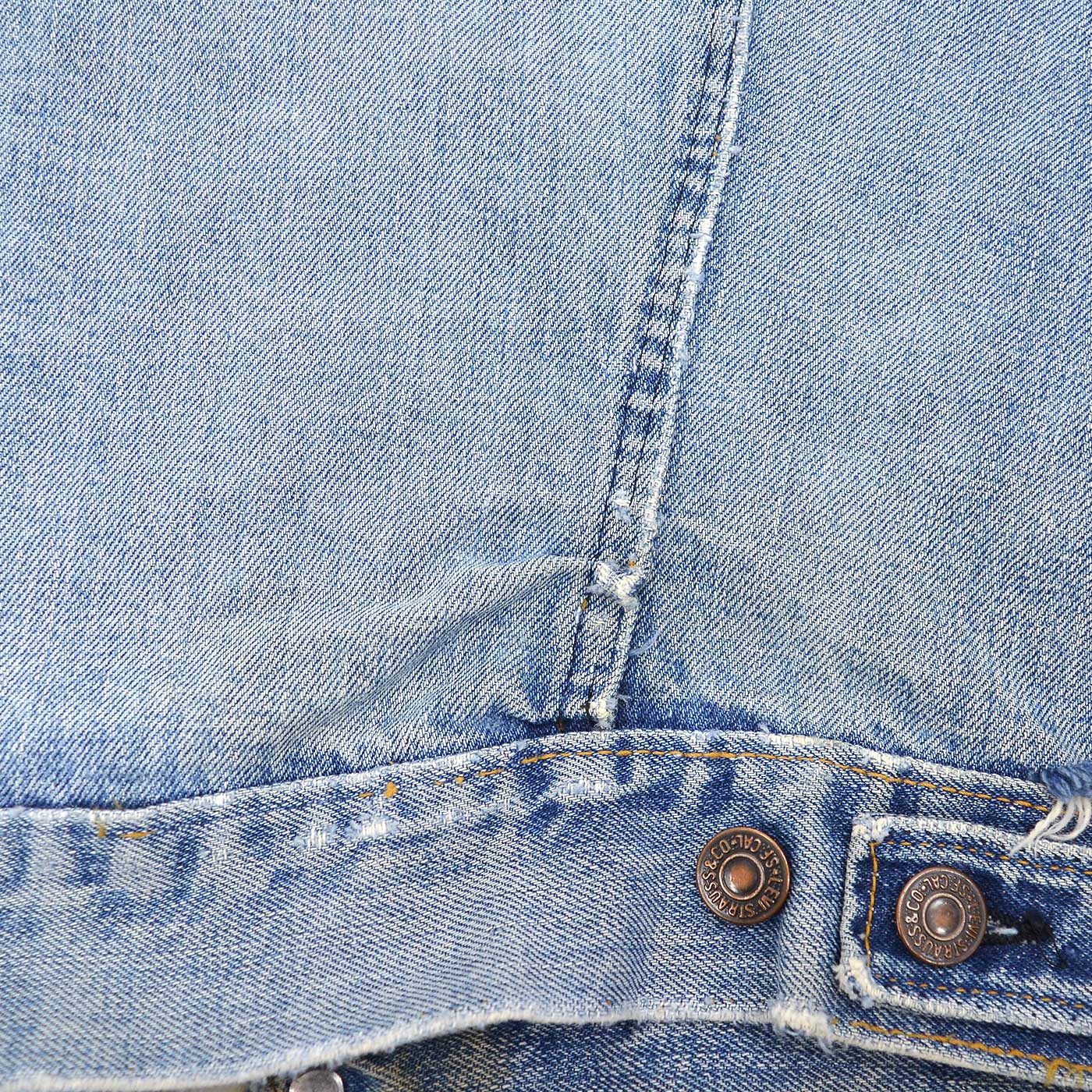 1960's~ LEVI'S 70505-0217 BIGE THRASHED DENIM JACKET / CUT-OFF ...