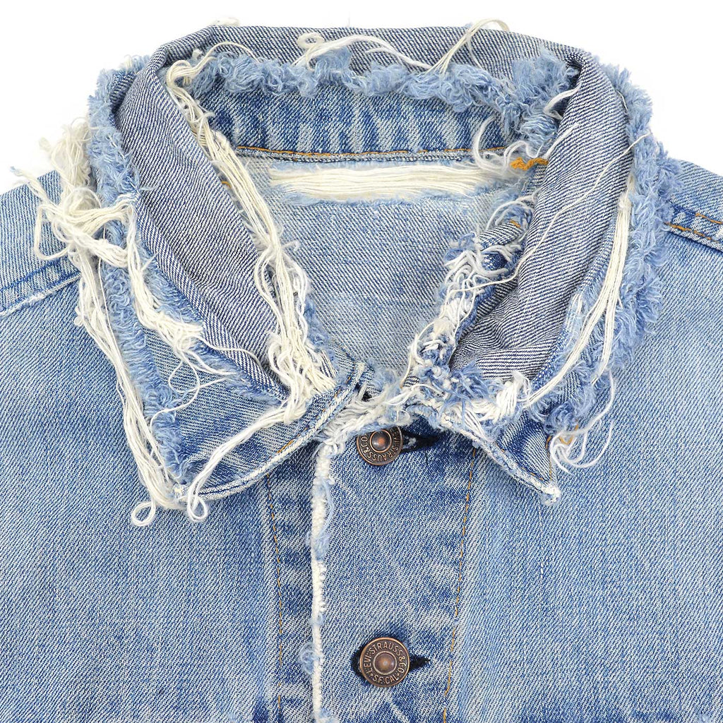 1960's~ LEVI'S 70505-0217 BIGE THRASHED DENIM JACKET / CUT-OFF ...