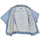 1960's~ LEVI'S 70505-0217 BIGE THRASHED DENIM JACKET / CUT-OFF ...