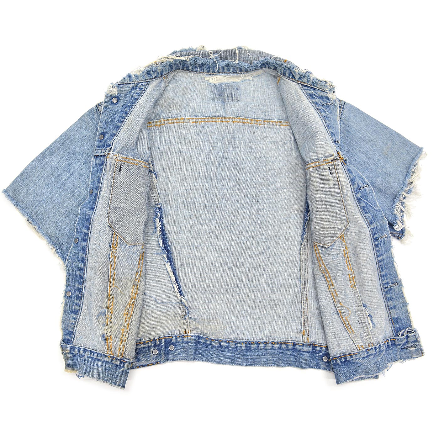 1960's~ LEVI'S 70505-0217 BIGE THRASHED DENIM JACKET / CUT-OFF ...