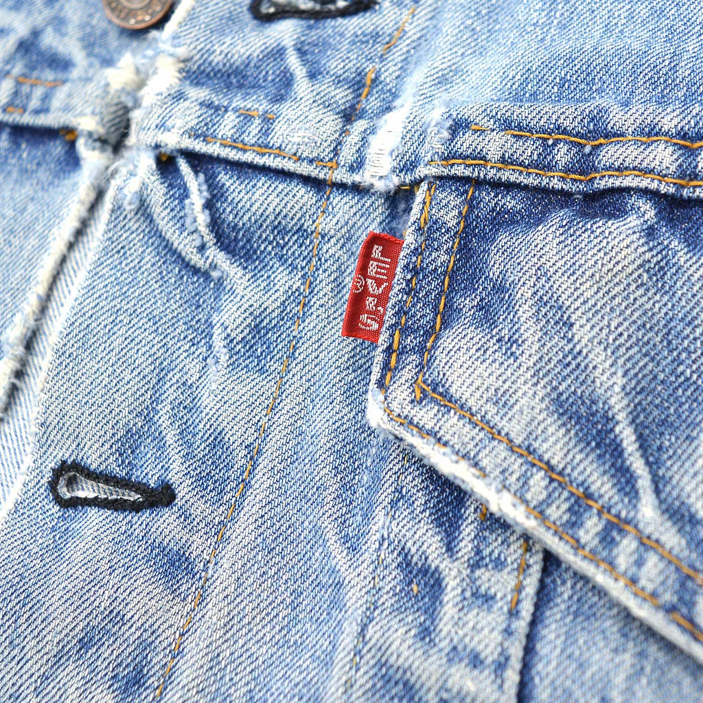 1960's~ LEVI'S 70505-0217 BIGE THRASHED DENIM JACKET / CUT-OFF ...