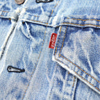 1960's~ LEVI'S 70505-0217 BIGE THRASHED DENIM JACKET / CUT-OFF ...