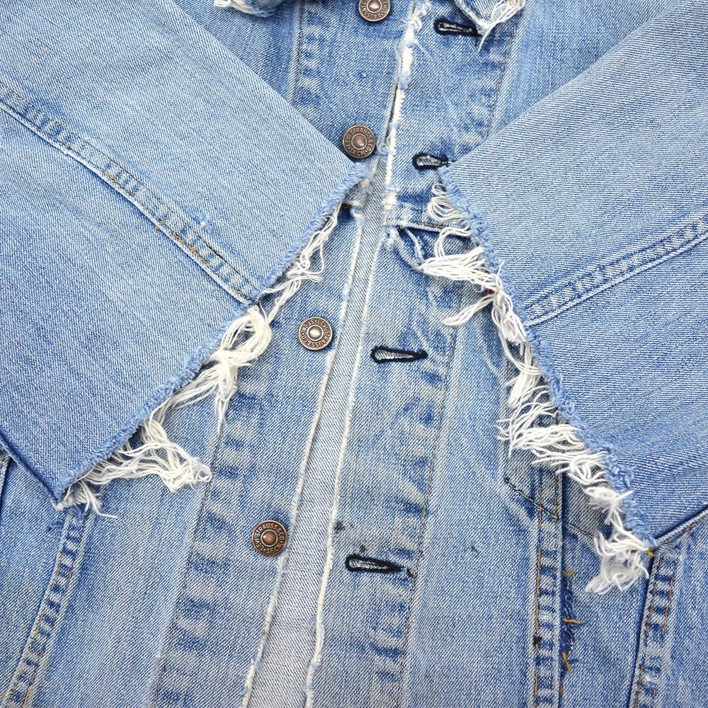 1960's~ LEVI'S 70505-0217 BIGE THRASHED DENIM JACKET / CUT-OFF ...