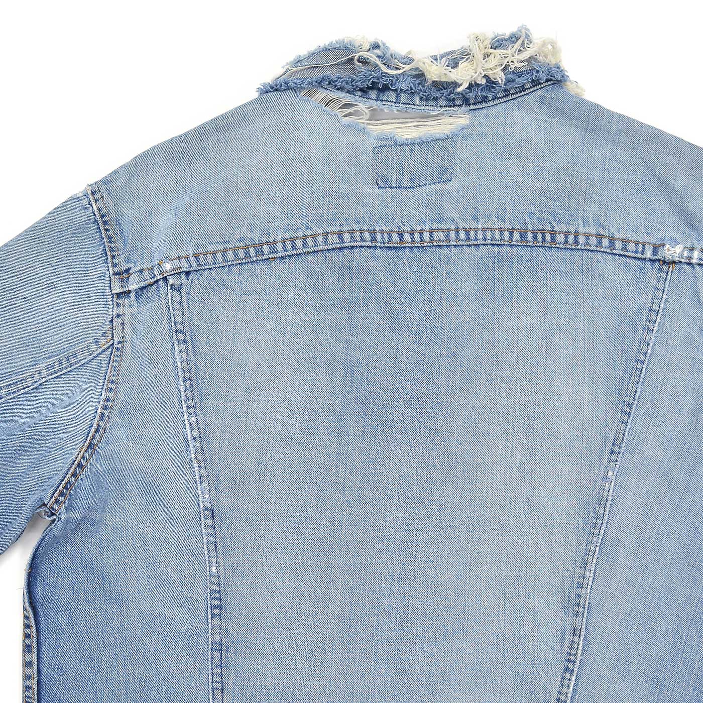 1960's~ LEVI'S 70505-0217 BIGE THRASHED DENIM JACKET / CUT-OFF ...