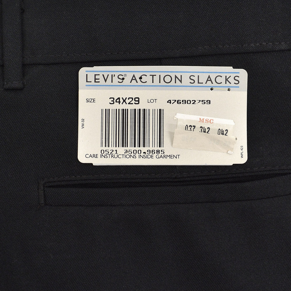 1990's DEADSTOCK LEVI'S ACTION SLACKS / BLACK ... W34/L29