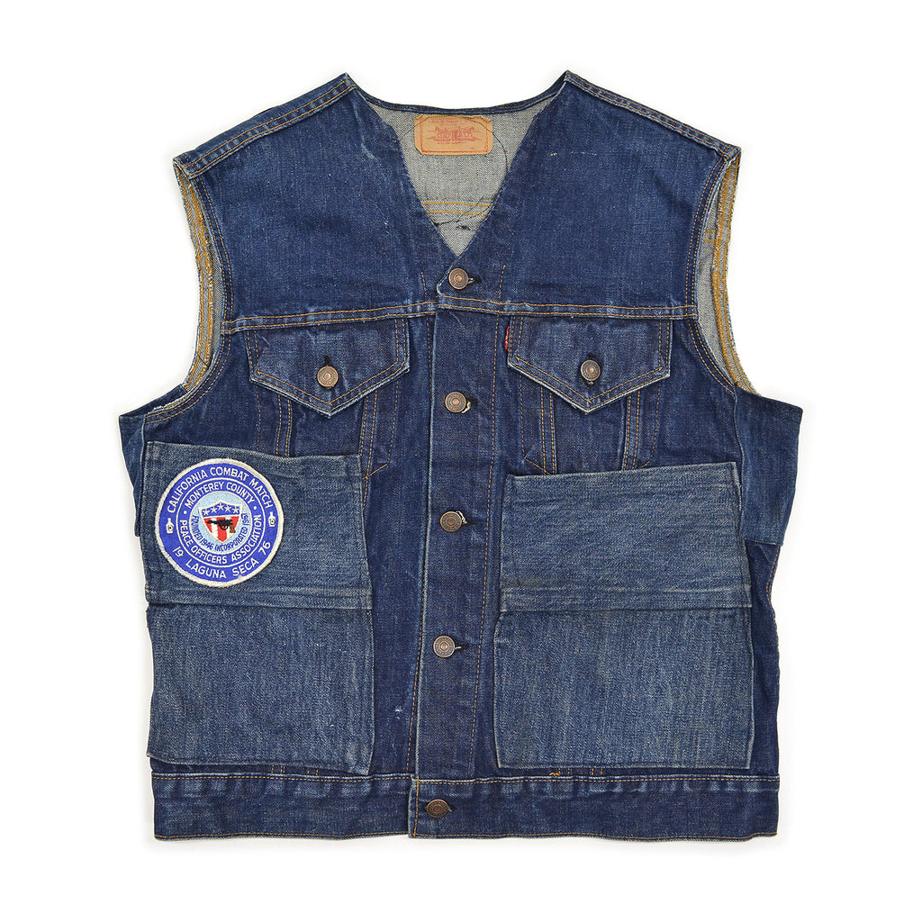 1960's~ LEVI'S 70505-0217 BIGE CUSTOM DENIM VEST / LOTS OF PATCH ...