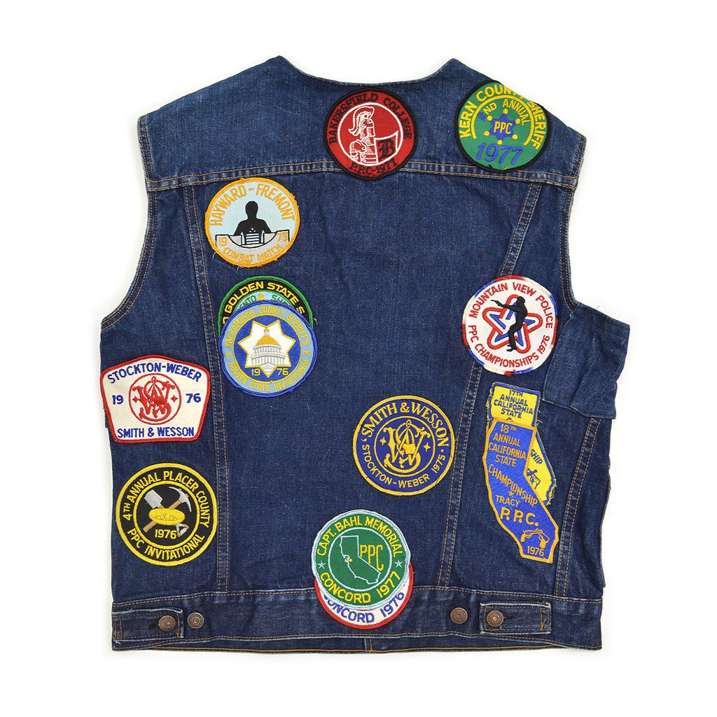 1960's~ LEVI'S 70505-0217 BIGE CUSTOM DENIM VEST / LOTS OF PATCH ...