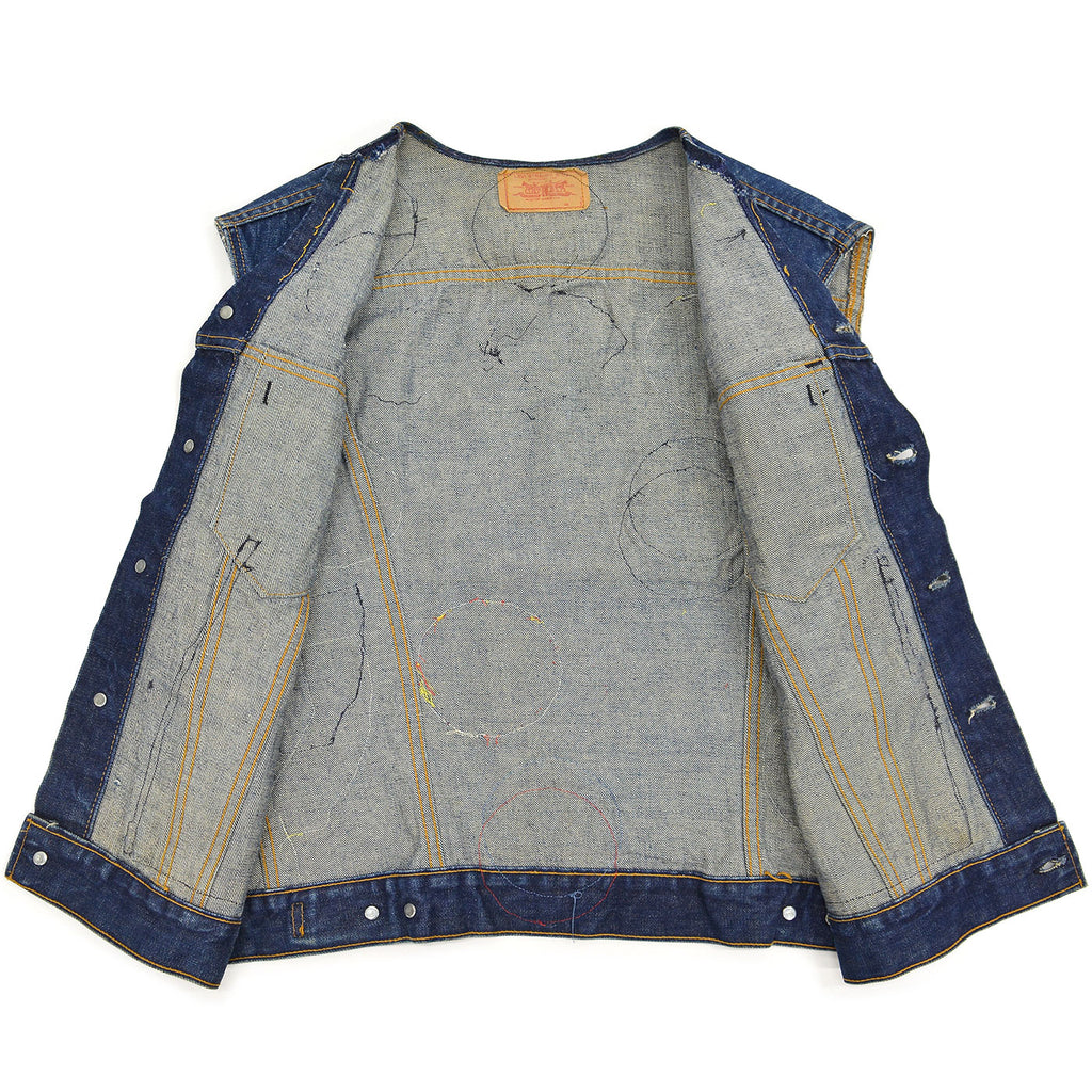 1960's~ LEVI'S 70505-0217 BIGE CUSTOM DENIM VEST / LOTS OF PATCH ...