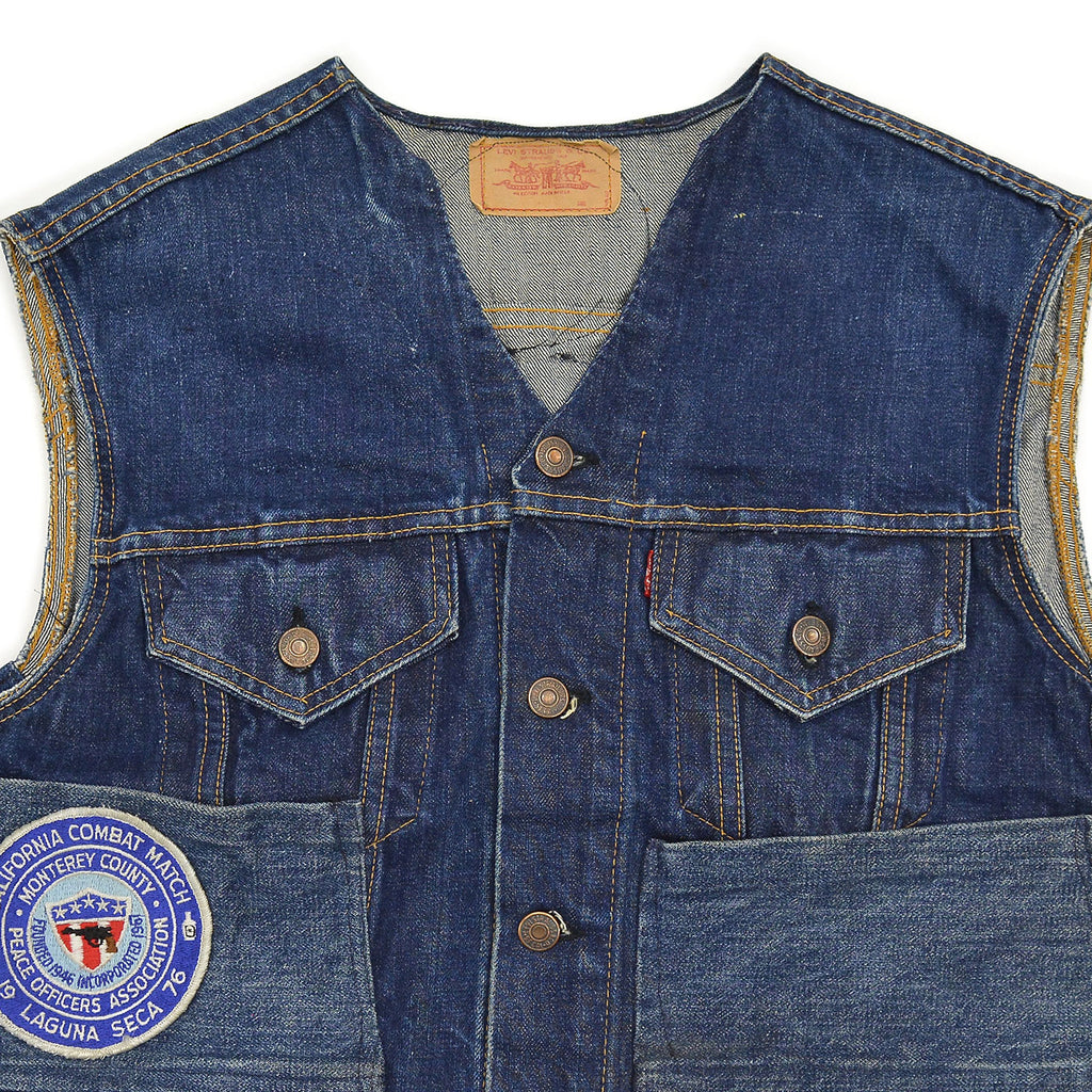 1960's~ LEVI'S 70505-0217 BIGE CUSTOM DENIM VEST / LOTS OF PATCH ...