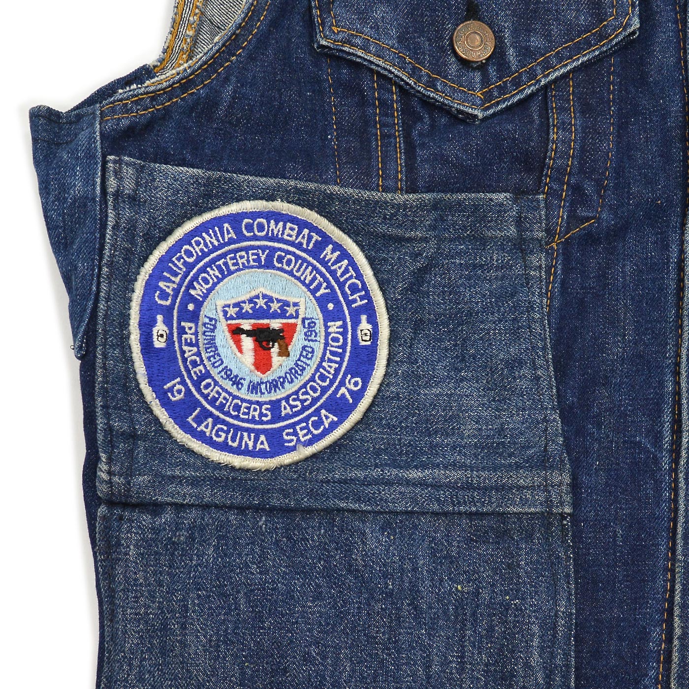 1960's~ LEVI'S 70505-0217 BIGE CUSTOM DENIM VEST / LOTS OF PATCH ...