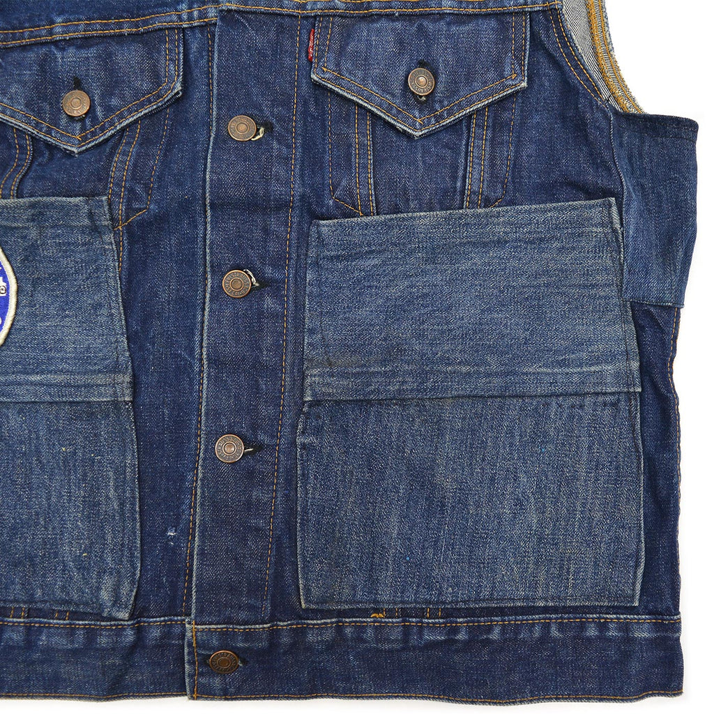 1960's~ LEVI'S 70505-0217 BIGE CUSTOM DENIM VEST / LOTS OF PATCH ...