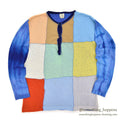 1970's RR RIBIT by J.S.I COLOR BLOCK TIE DYE HENLEY NECK SHIRT ... M