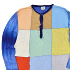 1970's RR RIBIT by J.S.I COLOR BLOCK TIE DYE HENLEY NECK SHIRT ... M