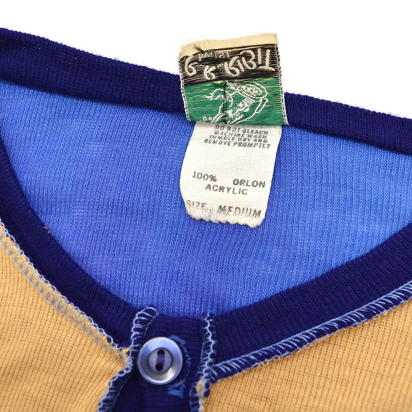1970's RR RIBIT by J.S.I COLOR BLOCK TIE DYE HENLEY NECK SHIRT ... M