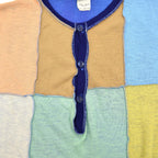 1970's RR RIBIT by J.S.I COLOR BLOCK TIE DYE HENLEY NECK SHIRT ... M
