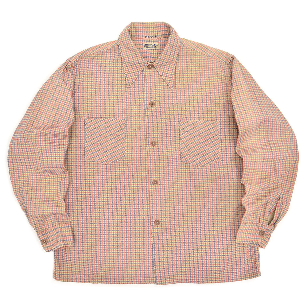 ~1940's VALIANT PRINT PLAID COTTON SHIRT / EXTREMELY RARE ...