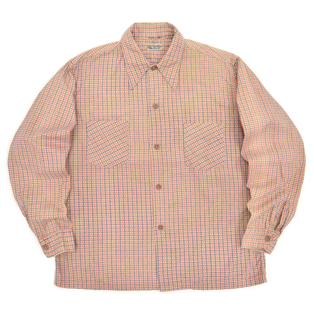 ~1940's VALIANT PRINT PLAID COTTON SHIRT / EXTREMELY RARE ...