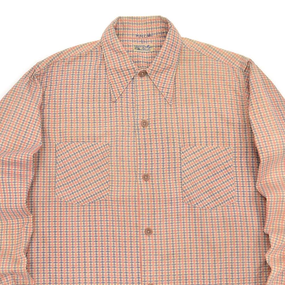 ~1940's VALIANT PRINT PLAID COTTON SHIRT / EXTREMELY RARE ...