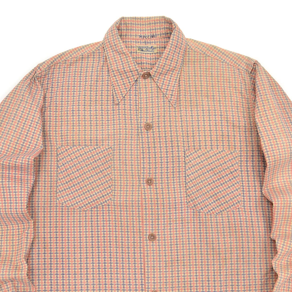 ~1940's VALIANT PRINT PLAID COTTON SHIRT / EXTREMELY RARE ...