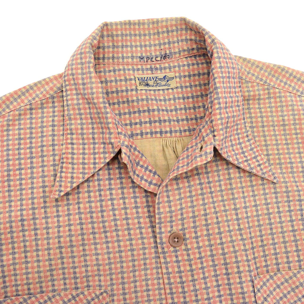 ~1940's VALIANT PRINT PLAID COTTON SHIRT / EXTREMELY RARE ...