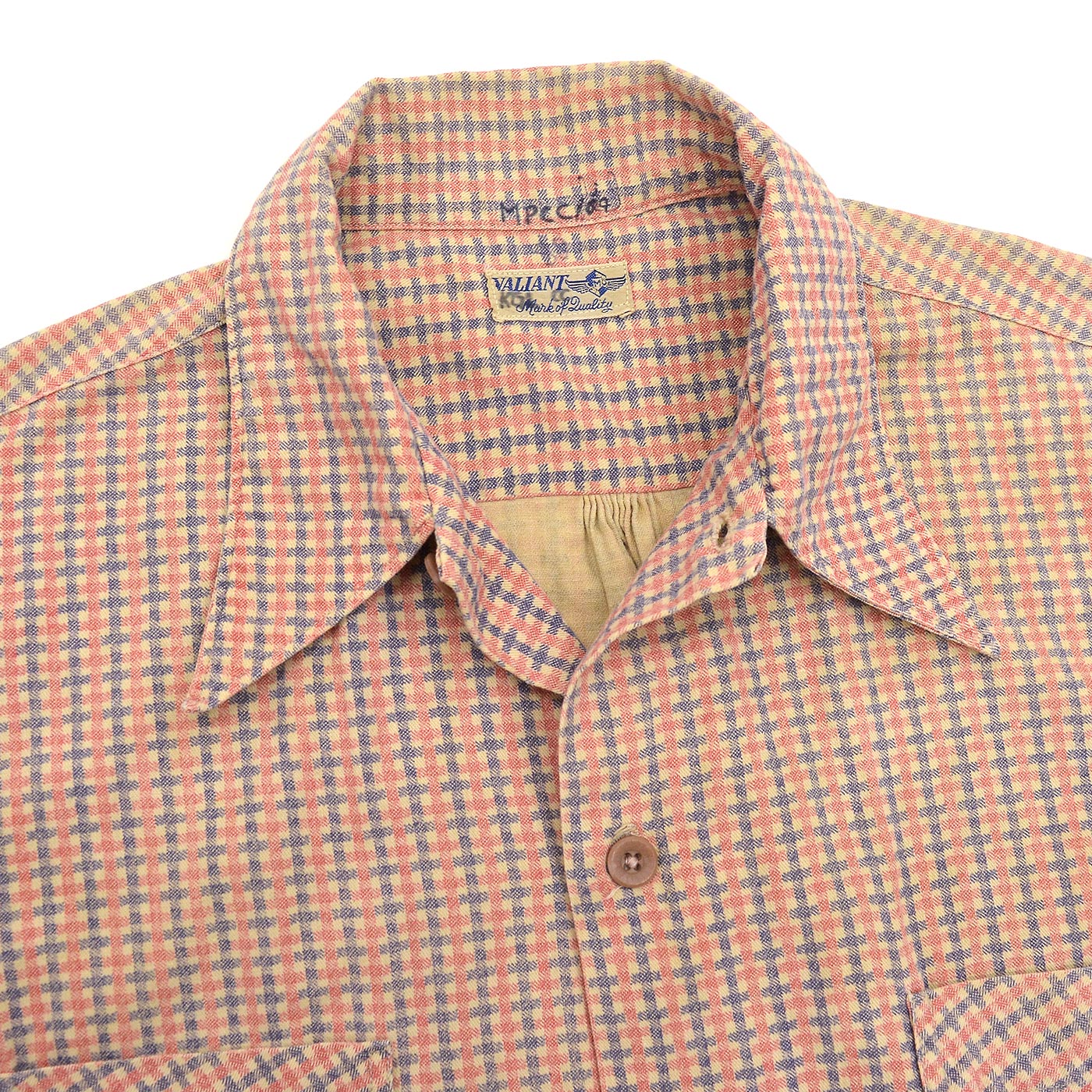 ~1940's VALIANT PRINT PLAID COTTON SHIRT / EXTREMELY RARE ...