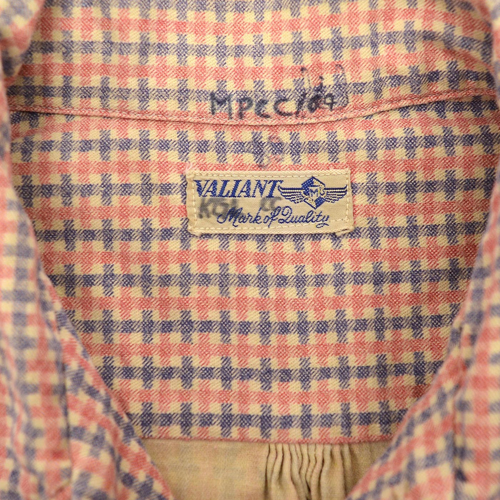 ~1940's VALIANT PRINT PLAID COTTON SHIRT / EXTREMELY RARE ...