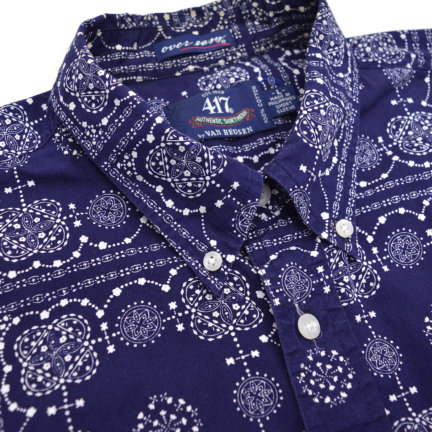1990's 417 by VAN HEUSEN BANDANA PRINT B/D SHIRT ... L