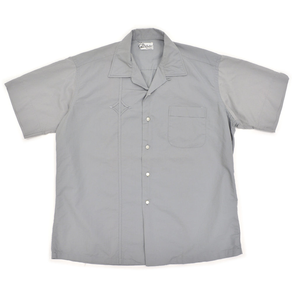 1950's~ Wm.S.Tucker GRAY PATTERNED S/S SHIRT / TWO-TONE ... L