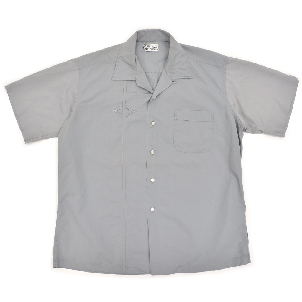 1950's~ Wm.S.Tucker GRAY PATTERNED S/S SHIRT / TWO-TONE ... L
