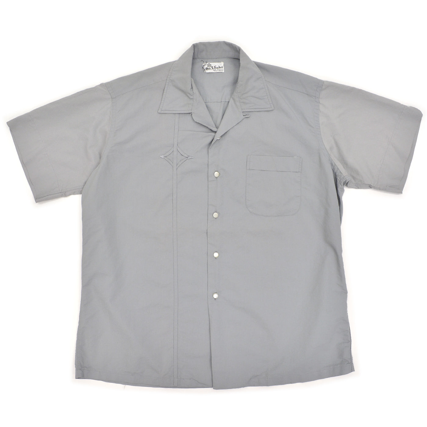 1950's~ Wm.S.Tucker GRAY PATTERNED S/S SHIRT / TWO-TONE ... L