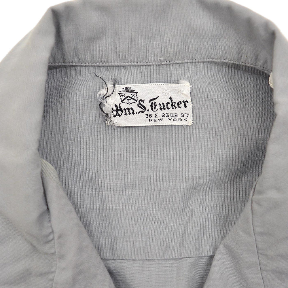 1950's~ Wm.S.Tucker GRAY PATTERNED S/S SHIRT / TWO-TONE ... L