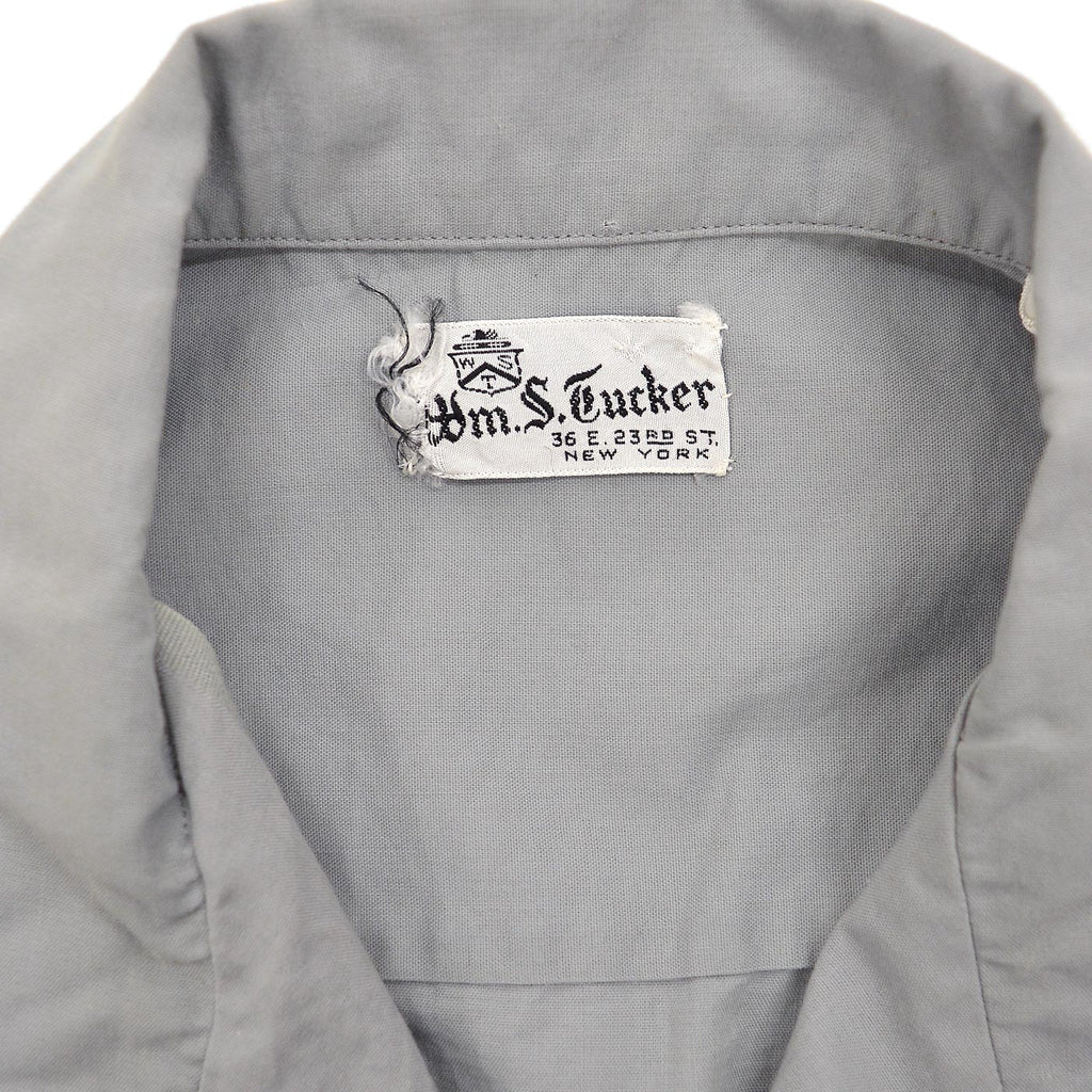 1950's~ Wm.S.Tucker GRAY PATTERNED S/S SHIRT / TWO-TONE ... L