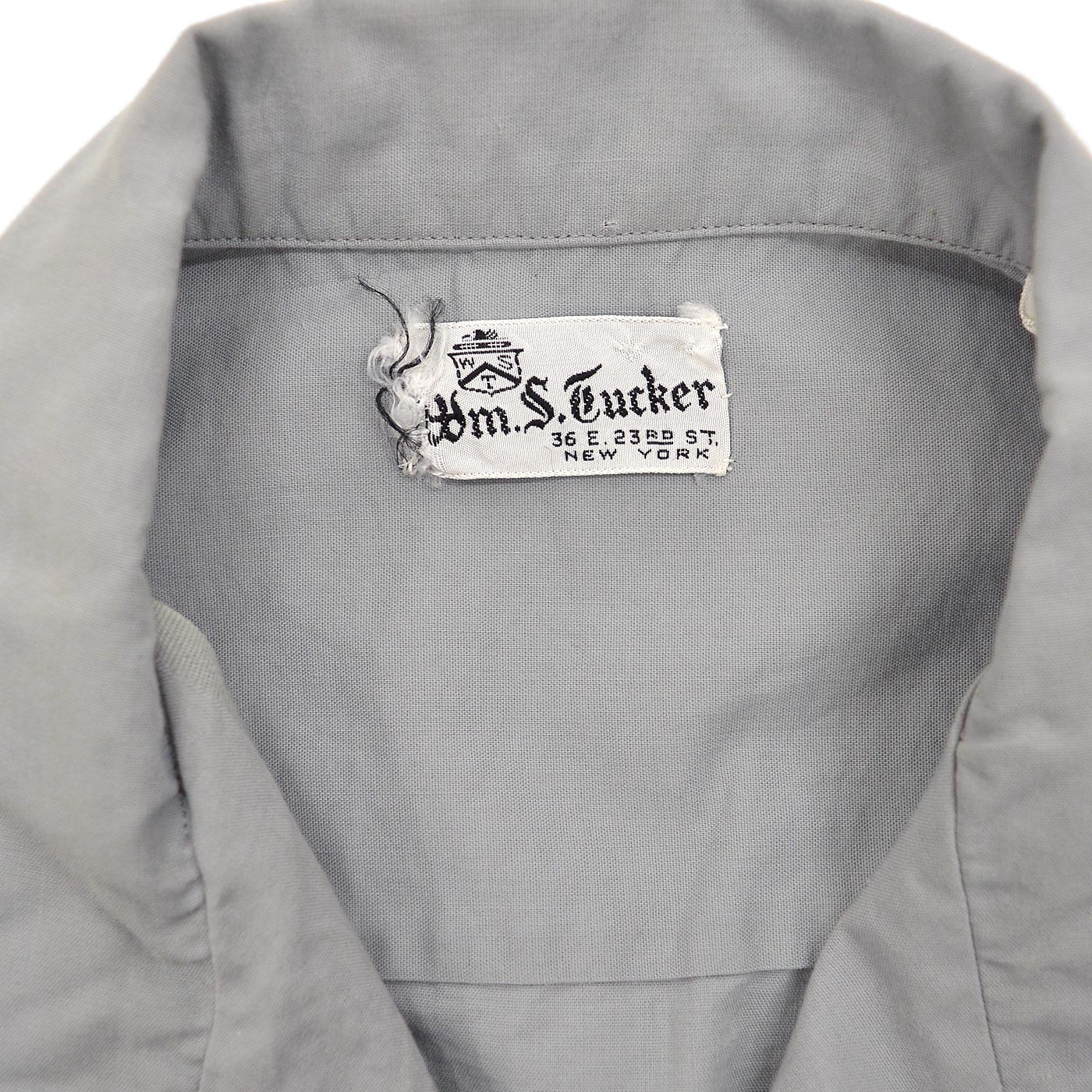 1950's~ Wm.S.Tucker GRAY PATTERNED S/S SHIRT / TWO-TONE ... L